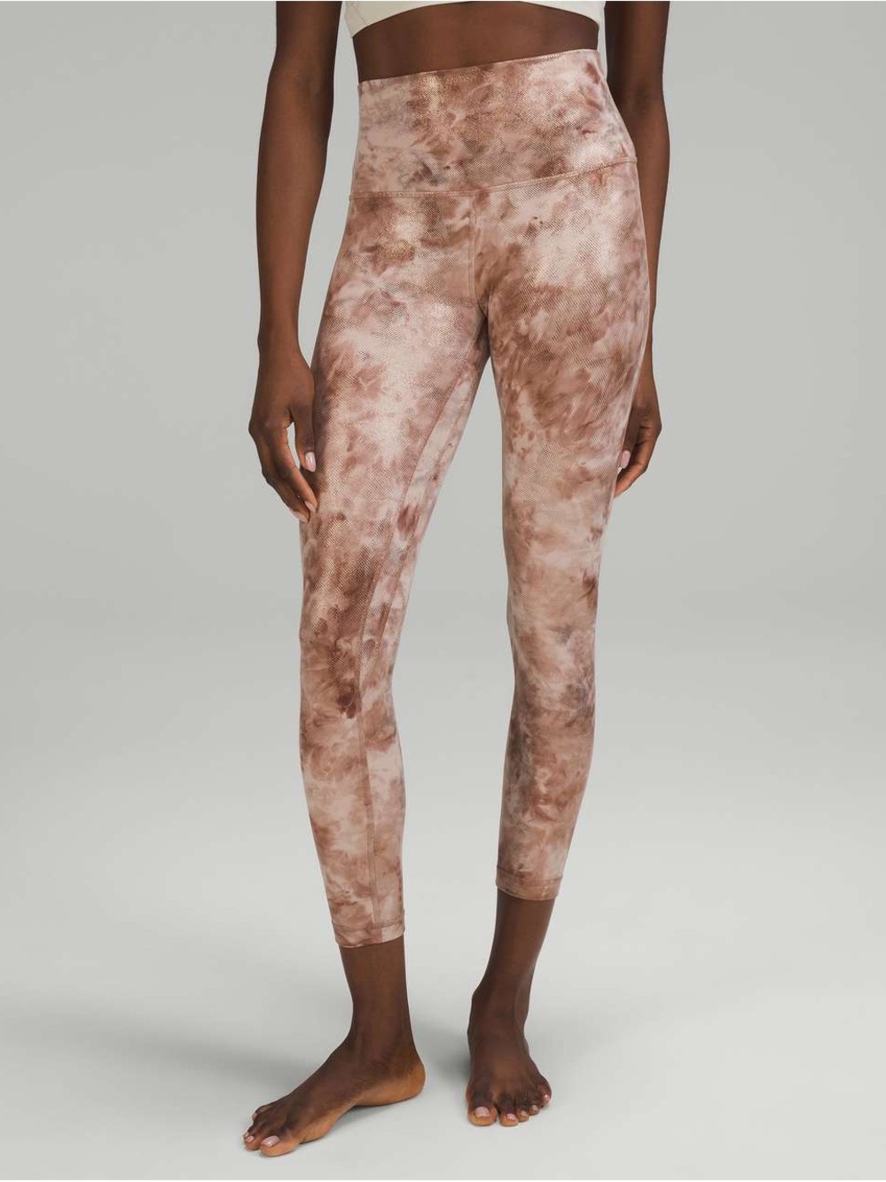 Lululemon Align High-Rise Pant 25” Shine Diamond Dye Misty Shell Cacao Size 10